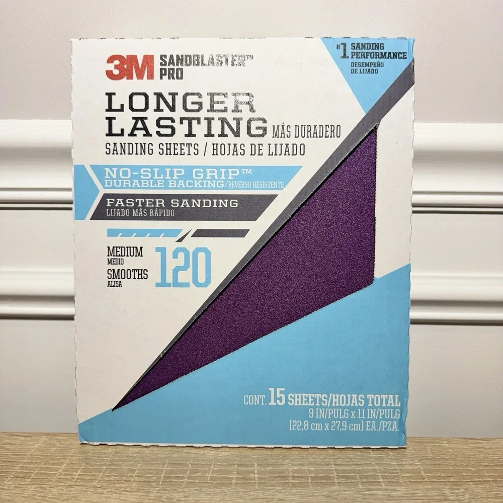 3M SandBlaster Pro Medium 120-Grit Sheet Sandpaper‎ 9-in W x 11-in L 15-Pack